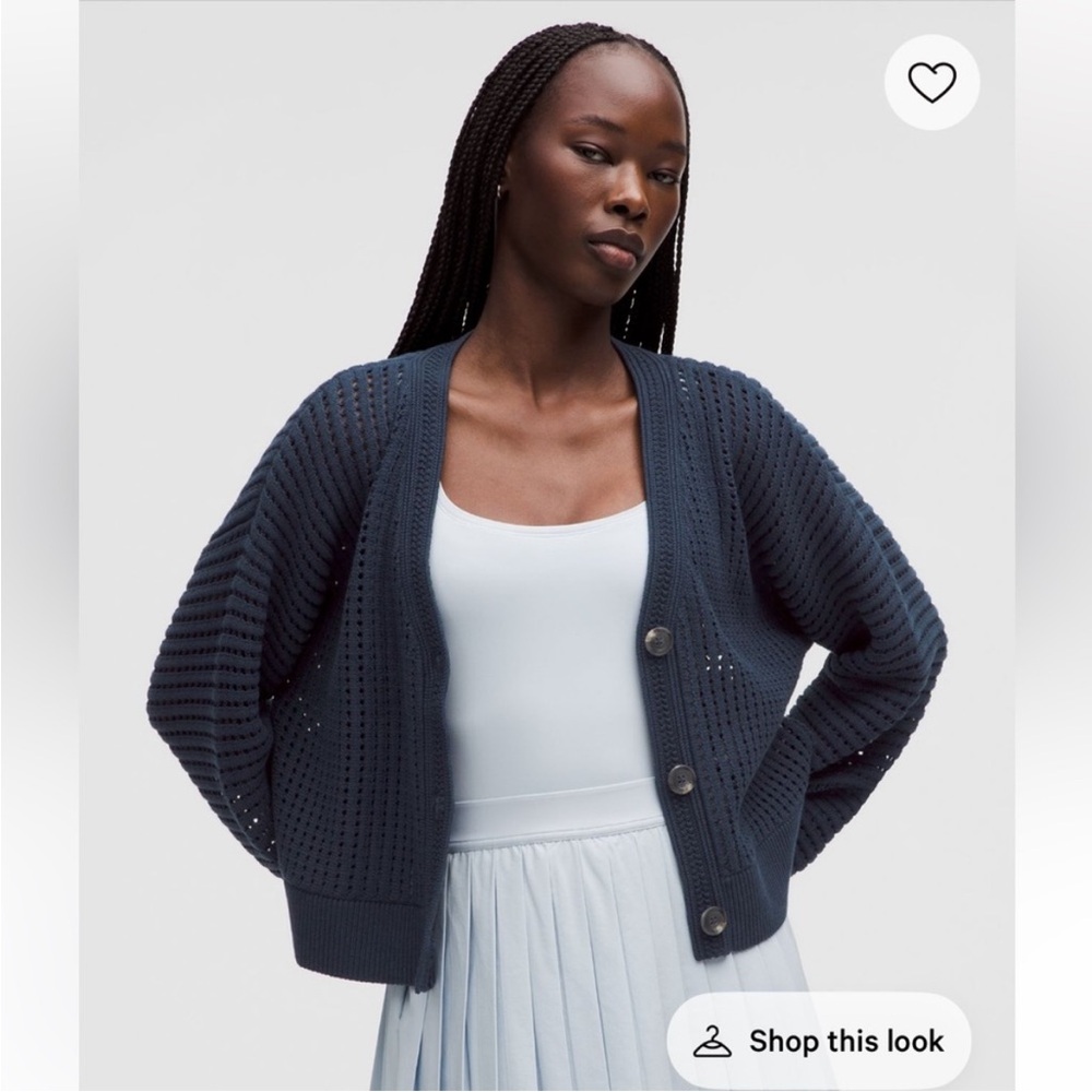 Lululemon Cotton Crochet Mesh Relaxed-Fit Cardigan | Club Blue | Size: S